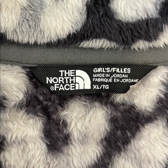 The North Face Osolita Black and Gray Leopard Fuzzy Jacket Girls XL Full Zip - Picture 4 of 15